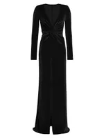 Misse Long-Sleeve Velvet Gown