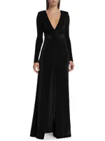 Misse Long-Sleeve Velvet Gown