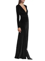 Misse Long-Sleeve Velvet Gown