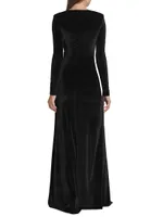 Misse Long-Sleeve Velvet Gown