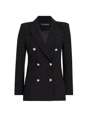 Greta Pearl-Button Stretch Blazer