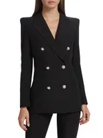 Greta Pearl-Button Stretch Blazer