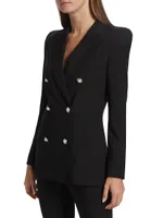 Greta Pearl-Button Stretch Blazer