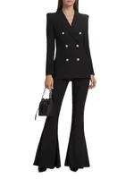 Greta Pearl-Button Stretch Blazer