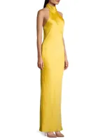 Tatiana High-Neck Satin Gown