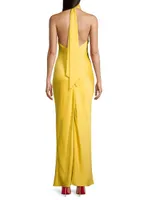 Tatiana High-Neck Satin Gown