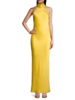 Tatiana High-Neck Satin Gown