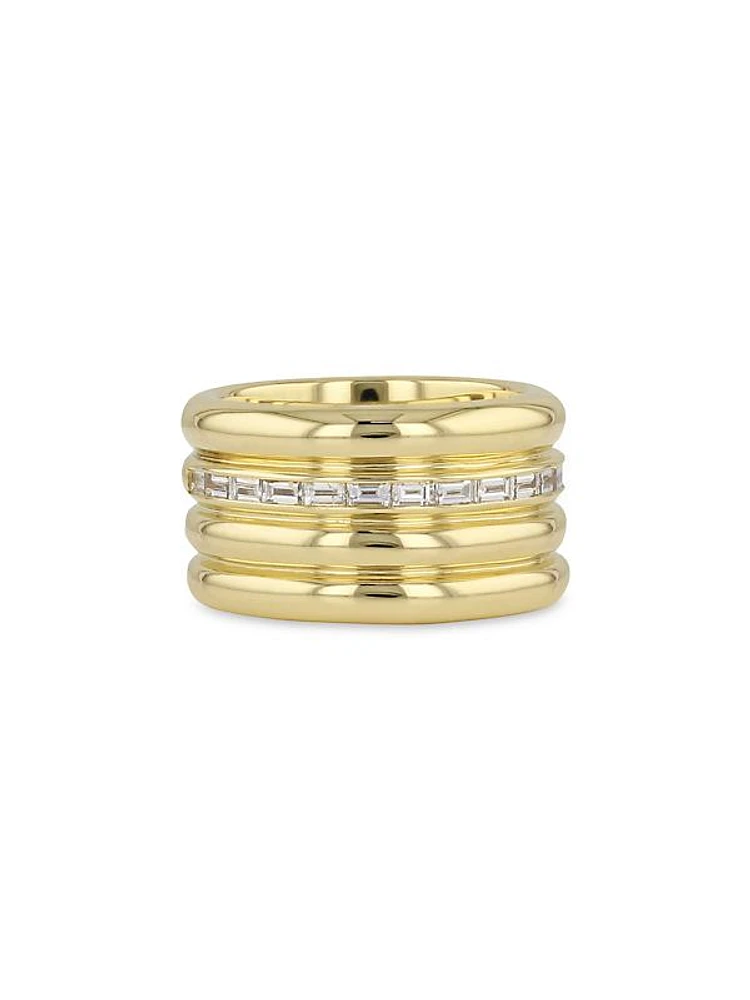 Link 14K Gold & Diamond Baguette Four-Layer Ring