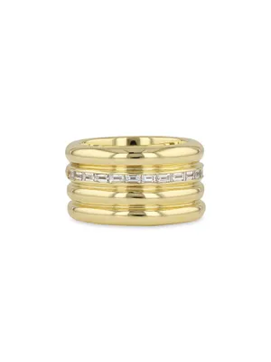 Link 14K Gold & Diamond Baguette Four-Layer Ring