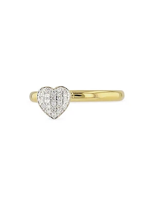 Affair 14K Yellow Gold & 0.13 TCW Diamond Mini Heart Side Car Ring