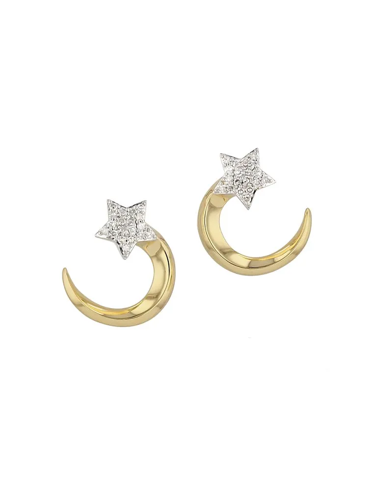 14K Yellow Gold & 0.19 TCW Diamond Affair Shooting Star Earrings