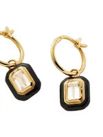 18K-Yellow-Gold Vermeil, Cubic Zirconia, & Enamel Drop Earrings