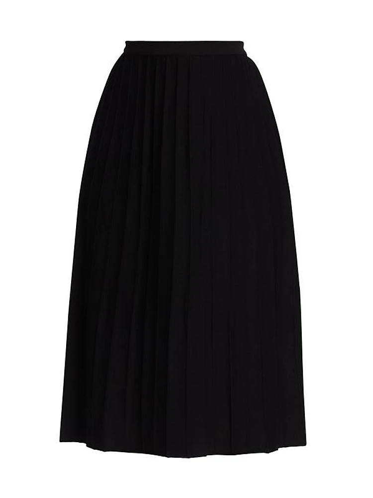 Pleated Knit Midi-Skirt