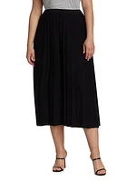 Pleated Knit Midi-Skirt