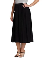 Pleated Knit Midi-Skirt