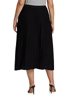 Pleated Knit Midi-Skirt