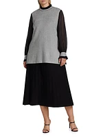 Pleated Knit Midi-Skirt