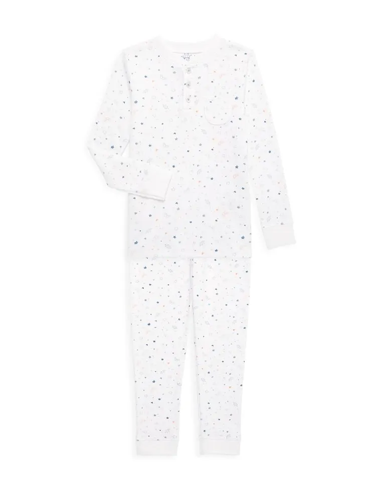 Little Kid's & Star Crown Print 2-Piece Pajama Set