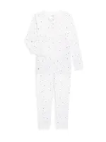 Little Kid's & Star Crown Print 2-Piece Pajama Set