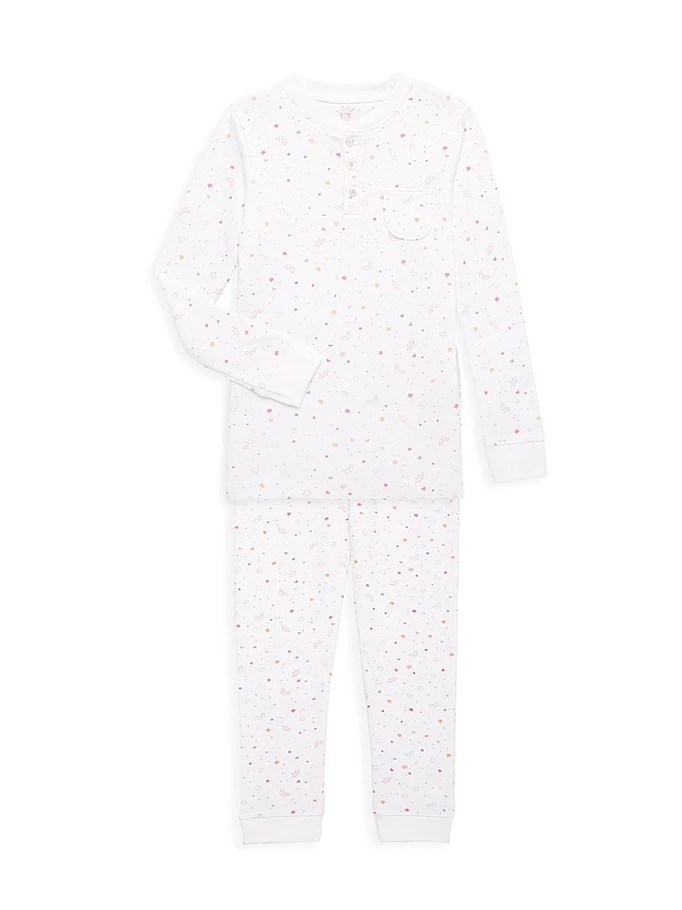 Little Kid's & Star Crown Print 2-Piece Pajama Set