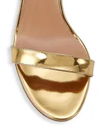 Metallic Leather Block Sandals