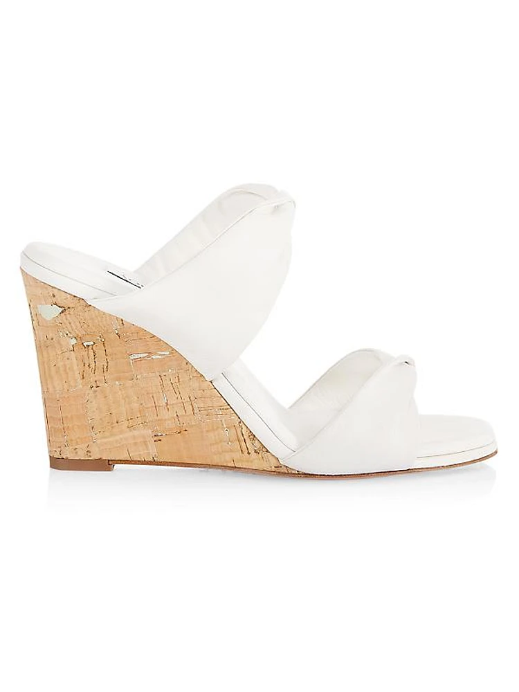 Twisted-Strap Leather Wedges