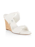 Twisted-Strap Leather Wedges