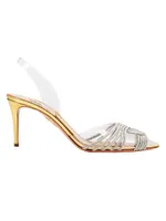 Gatsby Crystal-Embellished PVC Slingback Sandals