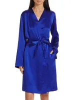 Belted Knee-Length Silk Robe