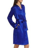 Belted Knee-Length Silk Robe