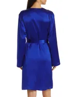 Belted Knee-Length Silk Robe