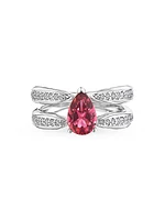 18K White Gold, Pink Tourmaline & 0.38 TCW Diamond Ring