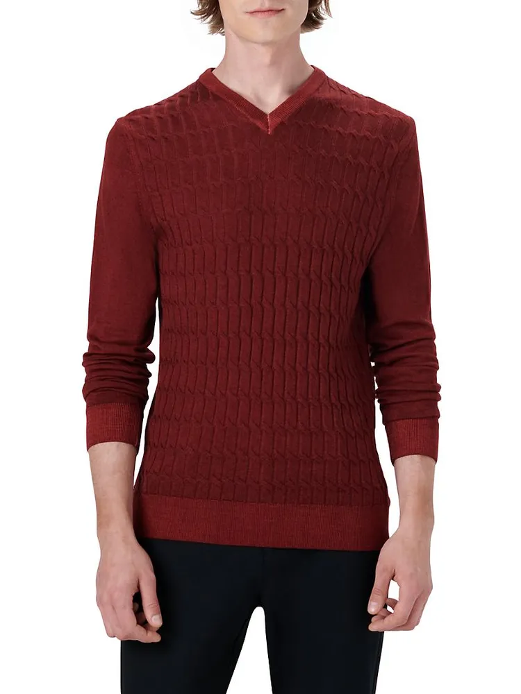 Diamond Cable V-Neck Sweater