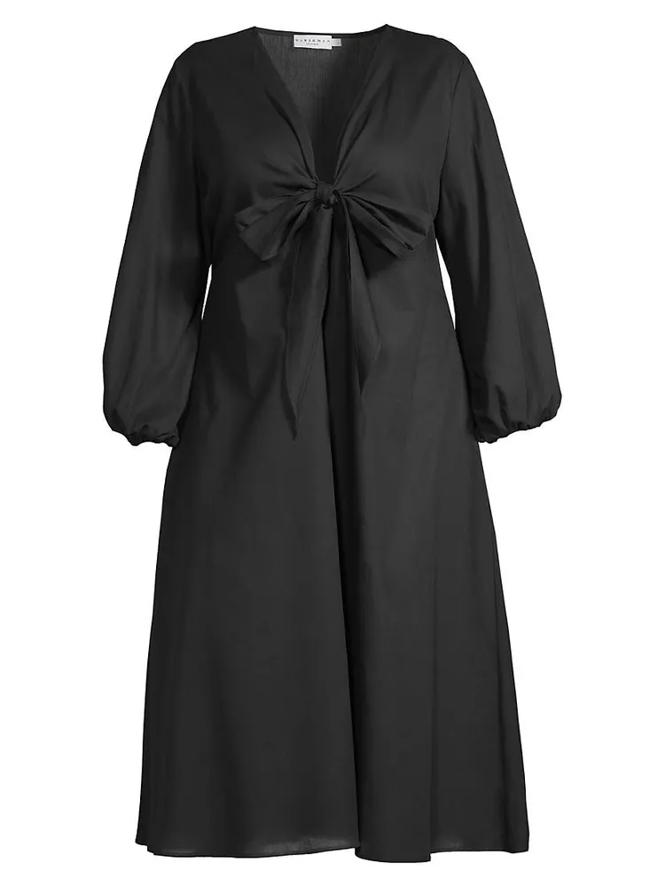 Novella Puff-Sleeve Midi-Dress