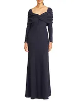 Edna Twist Shawl Column Gown