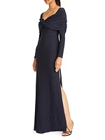 Edna Twist Shawl Column Gown