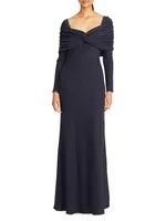 Edna Twist Shawl Column Gown