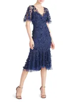 Gretchen Floral Appliqué & Sequin Cocktail Dress