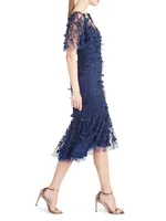 Gretchen Floral Appliqué & Sequin Cocktail Dress