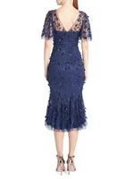 Gretchen Floral Appliqué & Sequin Cocktail Dress