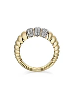 Connected Morphose 14K Yellow Gold & 0.37 TCW Diamond Fluted Ring