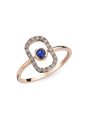 Orbits 14K Rose Gold, 0.15 TCW Diamond, & Sapphire Ring