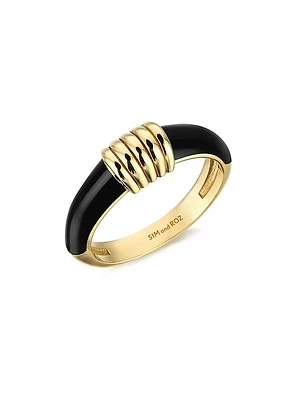 Connected Torque 14K Yellow Gold & Enamel Ring