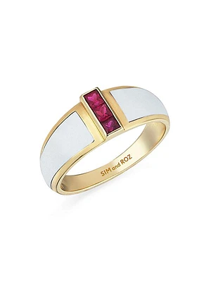 Vortex Alignment 14K Yellow Gold, Ruby, & Enamel Ring