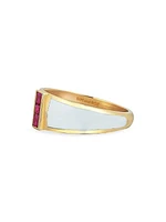 Vortex Alignment 14K Yellow Gold, Ruby, & Enamel Ring