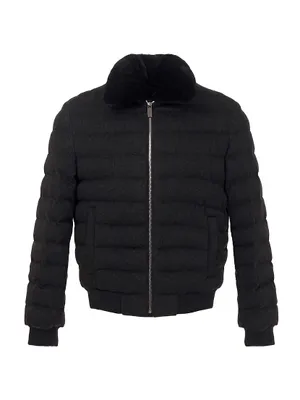 Quilted Wool Jacket with Shearling Lamb