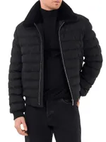 Quilted Wool Jacket with Shearling Lamb