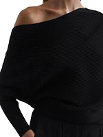 Lorna Ribbed One-Shoulder Sweater