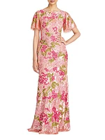 Adelina Floral Sequin Column Gown