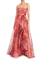 Fahreta Floral Strapless Gown